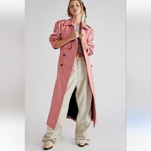 NWOT FP We The Free Morrison Vegan Trench Faux Leather Snakeskin Jacket Coat